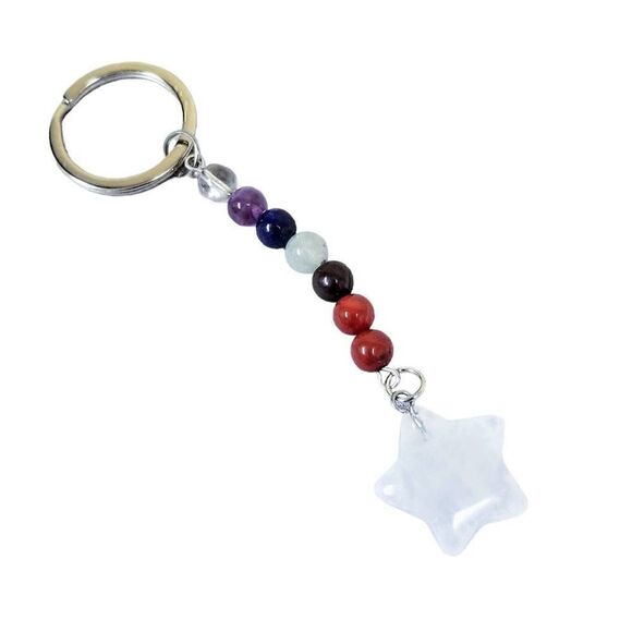 Natural Healing Crystal Star Chakra Bead Keychain NEW! - Picture 6 of 11